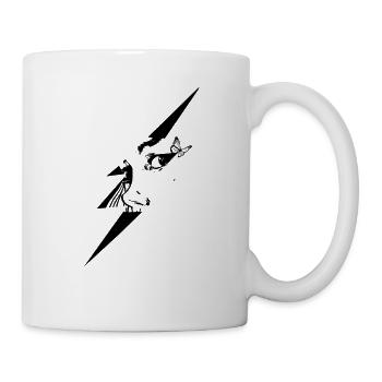 Schmetterling mit Blitz und Gesicht. - Tasse - Weiß - Rechts