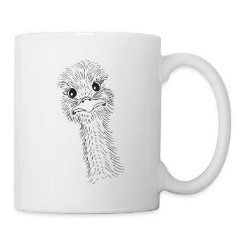 Strauß Vogel lustig süß Zoo Tiere Kopf - Tasse - Weiß - Rechts