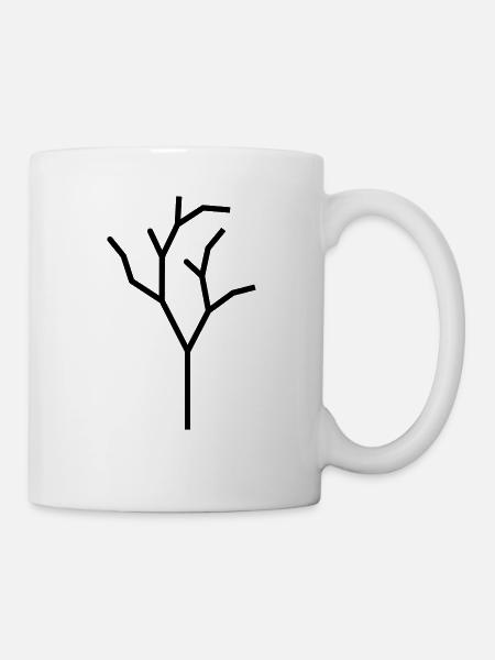 Abstrakter Baum Ast Zweig Natur Form Symbol - Tasse - Weiß