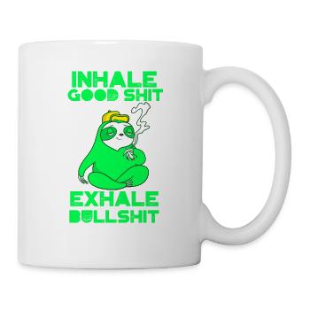 Faultier Rauchen Unkraut lustige Spruch - Tasse - Weiß - Rechts
