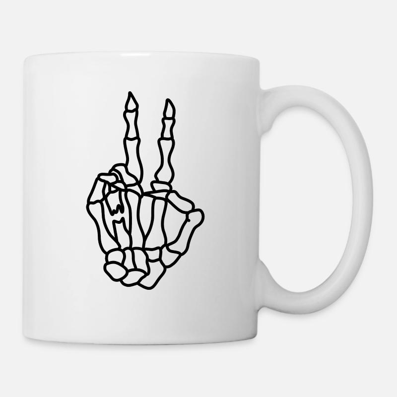 Skelett Hand Peace - Tasse - Weiß