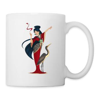 Femme sorcière asiatique avec Heron Asia - Mug blanc - blanc - Droite