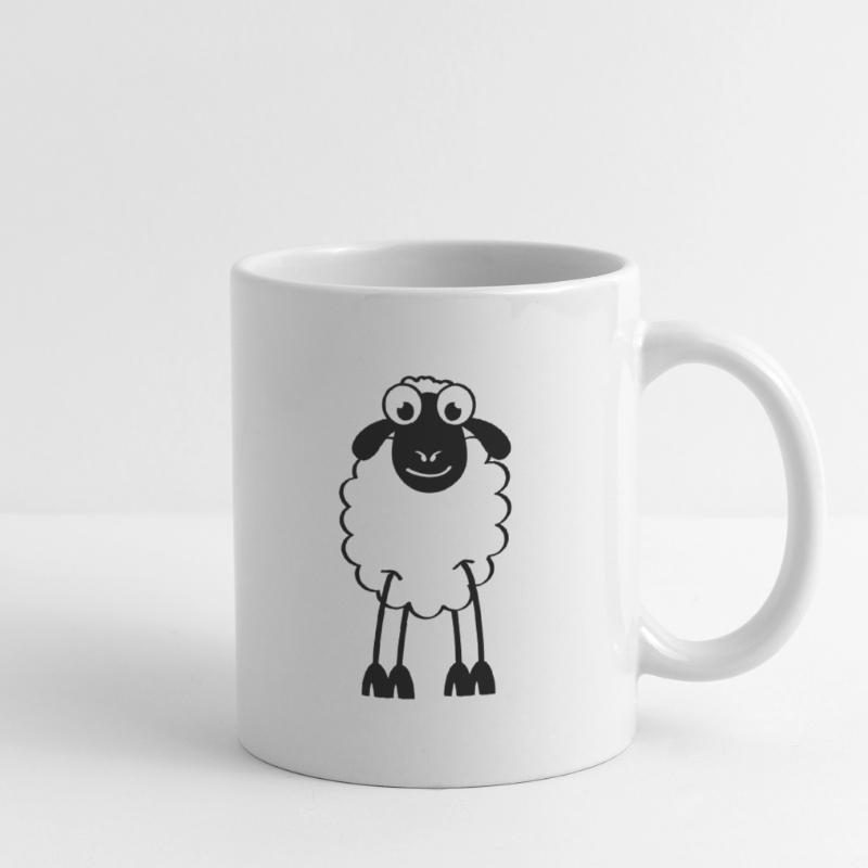 Schafe, weiße oder schwarze Schafe. Träumen oder schlafen Tasse