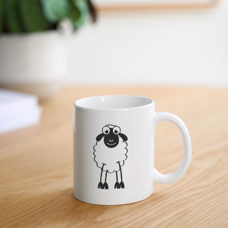 Schafe, weiße oder schwarze Schafe. Träumen oder schlafen Tasse