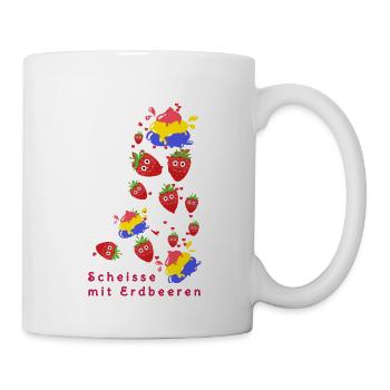 Erdbeeren, Erdbeere, Farbe,scheisse mit Erdbeeren - Tasse - Weiß - Rechts