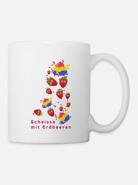 Erdbeeren, Erdbeere, Farbe,scheisse mit Erdbeeren - Tasse - Weiß
