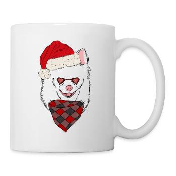 Chihuahua Weiß Weihnachten Weihnachtsmütze - Tasse - Weiß - Rechts