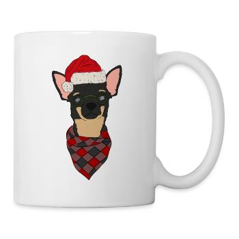 Chihuahua with Christmas hat - Mug - white - Right