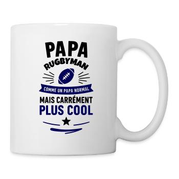 Papa rugbyman – plus cool qu’un papa normal - Mug blanc - blanc - Droite