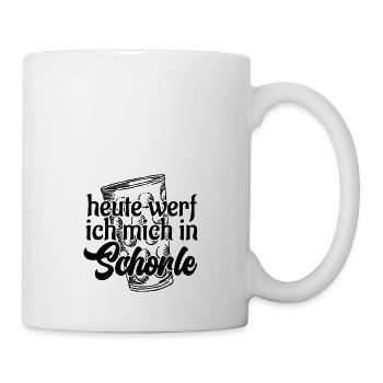 Heute werf ich mich in Schorle Dubbeglas Pfalz - Tasse - Weiß - Rechts