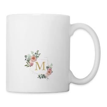 Personalisierbar Monogramm M Floral - Tasse - Weiß - Rechts