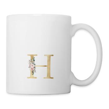 H Personalisierbar Monogramm Floral - Tasse - Weiß - Rechts