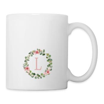 L Monogram Eucalyptus Rose Wreath - Mug - white - Right