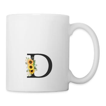 D Monogramm Sonnenblumen - Tasse - Weiß - Rechts