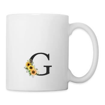 M Monogramm Sonnenblumen - Tasse - Weiß - Rechts