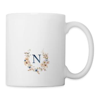N Monogram, Floral, Boho - Mug - white - Right