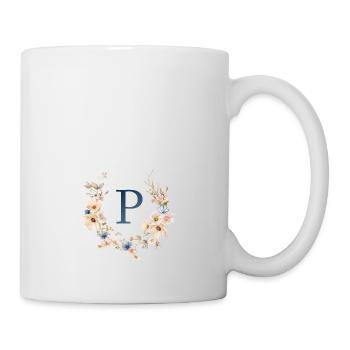 P Monogramm , Floral, Boho - Tasse - Weiß - Rechts