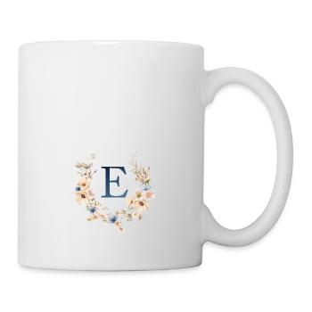 E Monogramm , Floral, Boho - Tasse - Weiß - Rechts