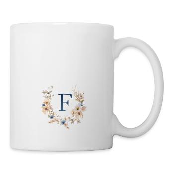 F Monogram, Floral, Boho - Mug - white - Right