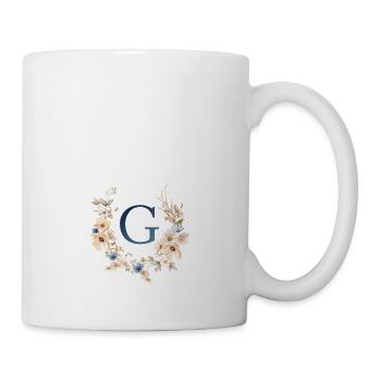 G Monogramm , Floral, Boho - Tasse - Weiß - Rechts
