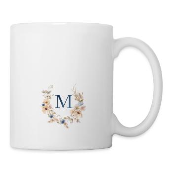 M Monogramm , Floral, Boho - Tasse - Weiß - Rechts