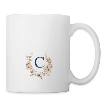 O Monogramm , Floral, Boho - Tasse - Weiß - Rechts