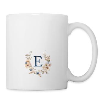 E Monogram, Floral, Boho - Mug - white - Right