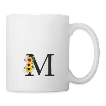 M Monogramm Sonnenblumen - Tasse - Weiß - Rechts
