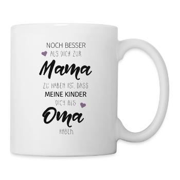Beste Oma Mama Kinder Enkel Spruch Geschenk - Tasse - Weiß - Rechts