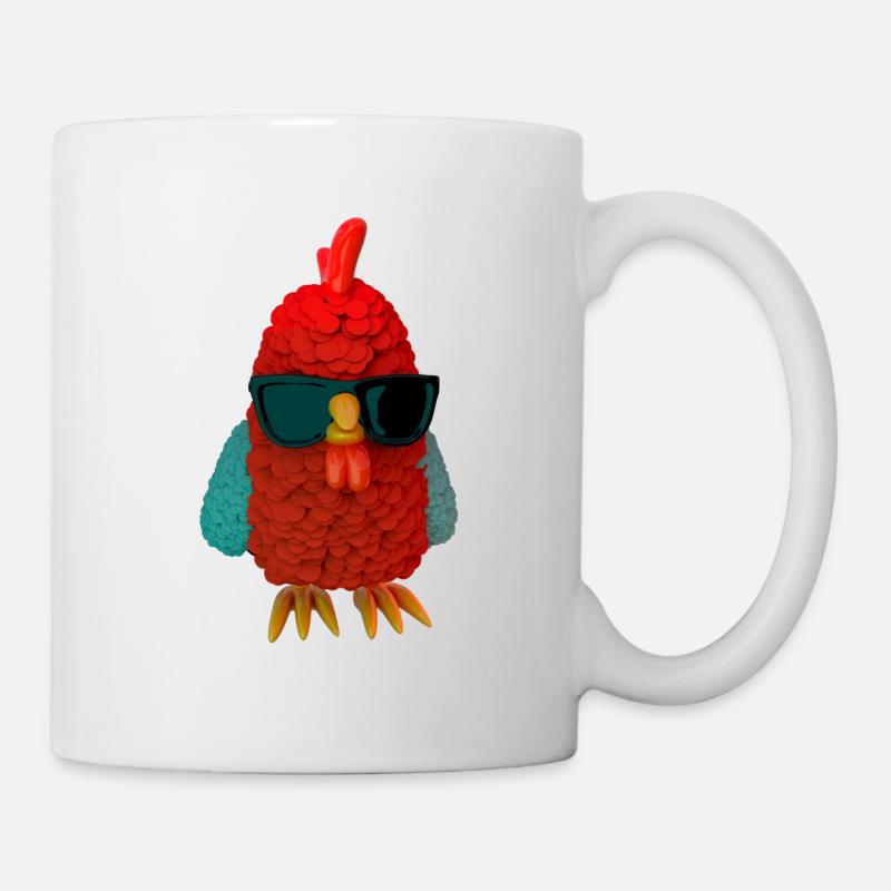 Kühles rotes Huhn stark - Tasse - Weiß