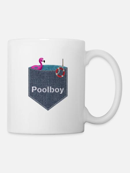 Brusttasche Poolboy Flamingo Sommer Strand Pool 3D - Tasse - Weiß