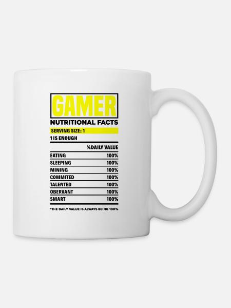 Gamer Nutritional Facts Video Game Player Gaming G - Tasse - Weiß