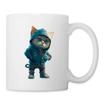 Hipster Katze Stylish Cat - Tasse - Weiß - Rechts