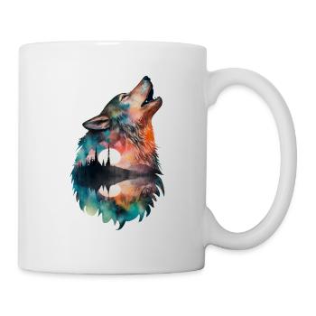 Wolf Double Exposure Forest Nature Hiking Wilderness - Mug - white - Right