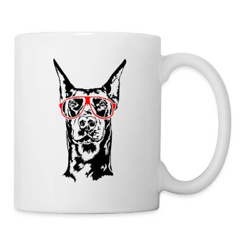 Dobermann Brille Dobie Hunde Hundesport Wilsigns - Tasse - Weiß - Rechts