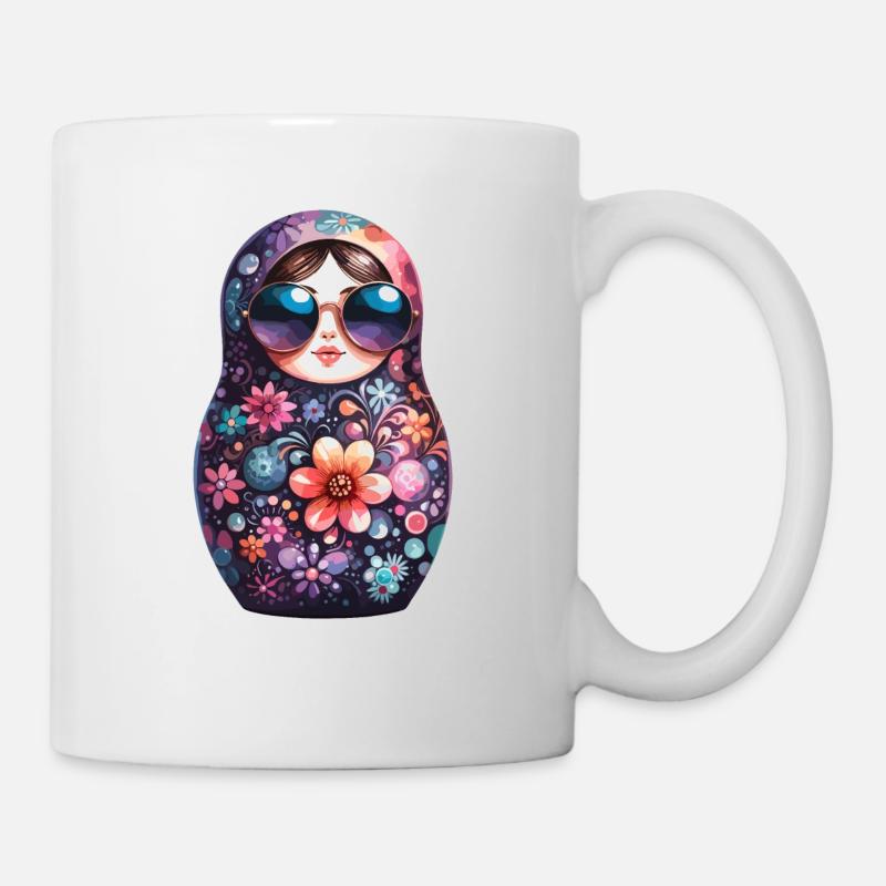 Cadeau de lunettes de soleil Matryoshka Cool - Mug blanc - blanc