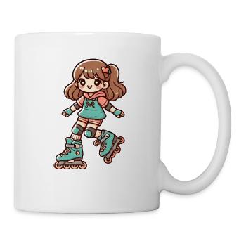 Fille qui fait du roller - Mug blanc - blanc - Droite