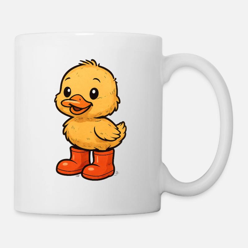 Cute duck motif with rubber boots - Mug - white
