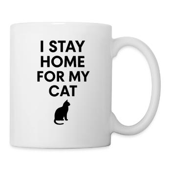 Ich bleibe zu Hause wegen meiner Katze - Tasse - Weiß - Rechts