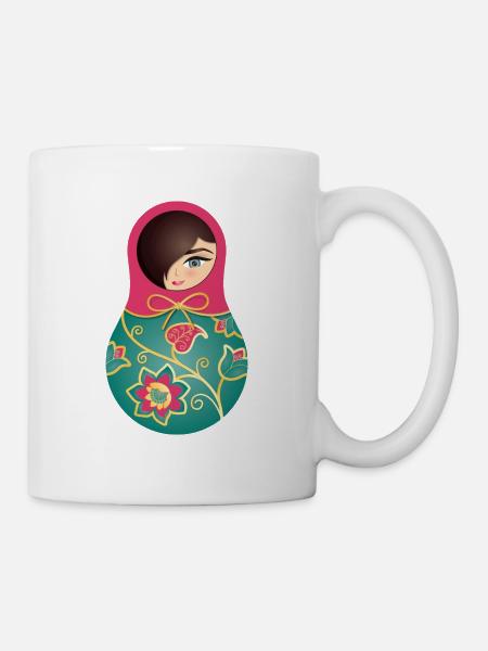 Matroschka Helena (rosa/grün) - Tasse - Weiß