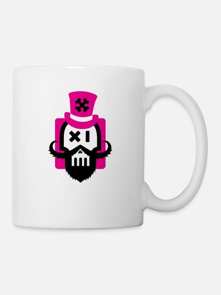 Bearded skull magenta - Mug - white