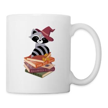 Raccoon on Halloween Book Stack - Mug - white - Right