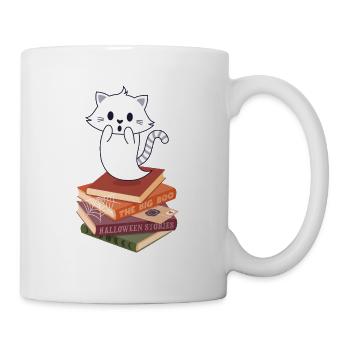 Cat Spirit on Halloween Book Stack - Mug - white - Right