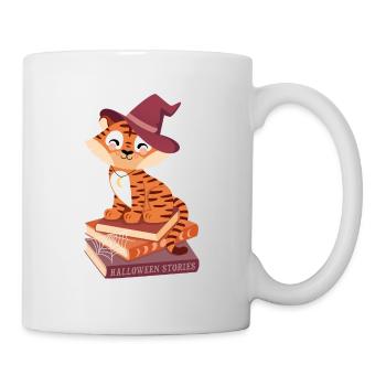 Tiger on Halloween Book Stack - Mug - white - Right
