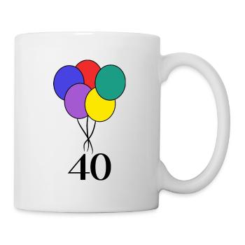 40. 40 JAHRE. 40-JÄHRIGES JUBILÄUM. GEBURTSTAG 40 JAHRE. - Tasse - Weiß - Rechts