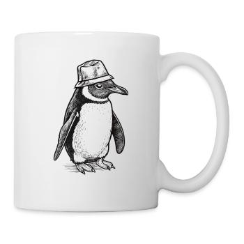 Kleiner Pinguin mit Hut - Tasse - Weiß - Rechts
