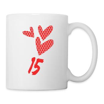15. 15 JAHRE. 15-jähriges JUBILÄUM. GEBURTSTAG 15 JAHRE. - Tasse - Weiß - Rechts
