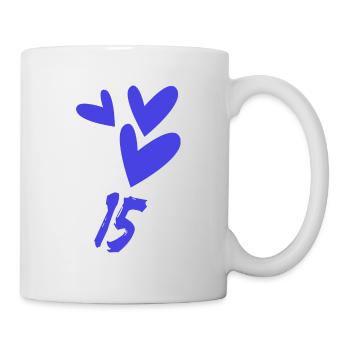 15. 15 JAHRE. 15-jähriges JUBILÄUM. GEBURTSTAG 15 JAHRE. - Tasse - Weiß - Rechts