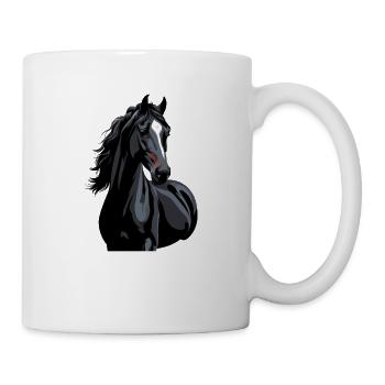 silhouette de cheval noir - Mug blanc - blanc - Droite