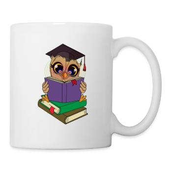Read owl with books - Mug - white - Right